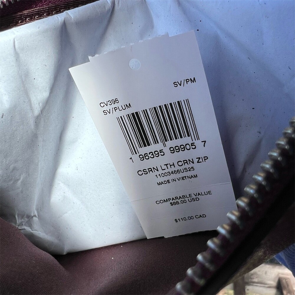 COACH Corner Zip Wristlet Purple Plum with Silver Hardware CV396 NWT - Picture 6 of 8